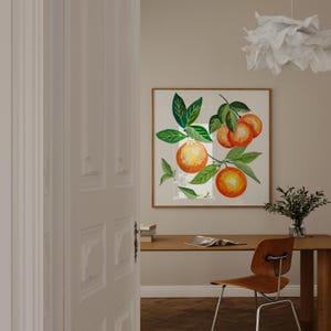 Oranges and Blossoms Art Print-Orange Painting-Florida Oranges California Fruit-Citrus-Fruit Botanical Art-Kitchen Art-Botanical Art Print