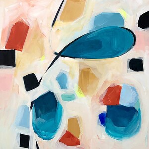 Turquoise Abstract Art Print of Acrylic Painting