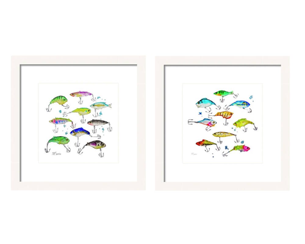 Fishing Lures Watercolor Painting Art Prints Wall Decor Fish Etsy