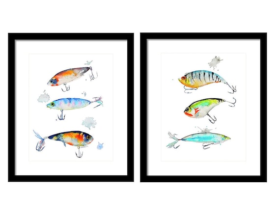 Fishing Lure Watercolor Art Print Wall Art Watercolor Painting
