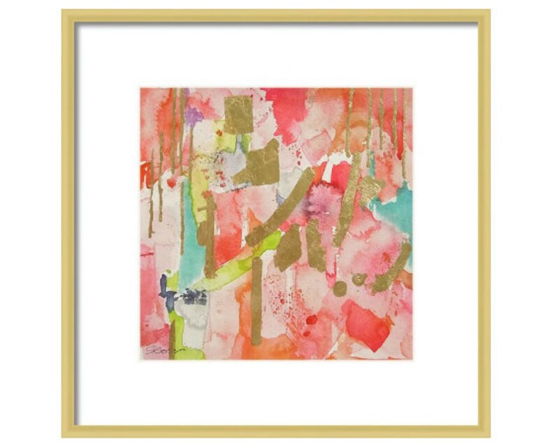 Coral Abstract Art Print of Watercolor Painting Wall Art image 4