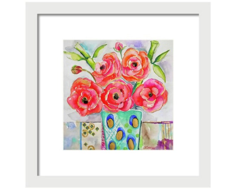Pink Floral Watercolor Flowers Art Print Artwork Wall Art Home Decor - Etsy