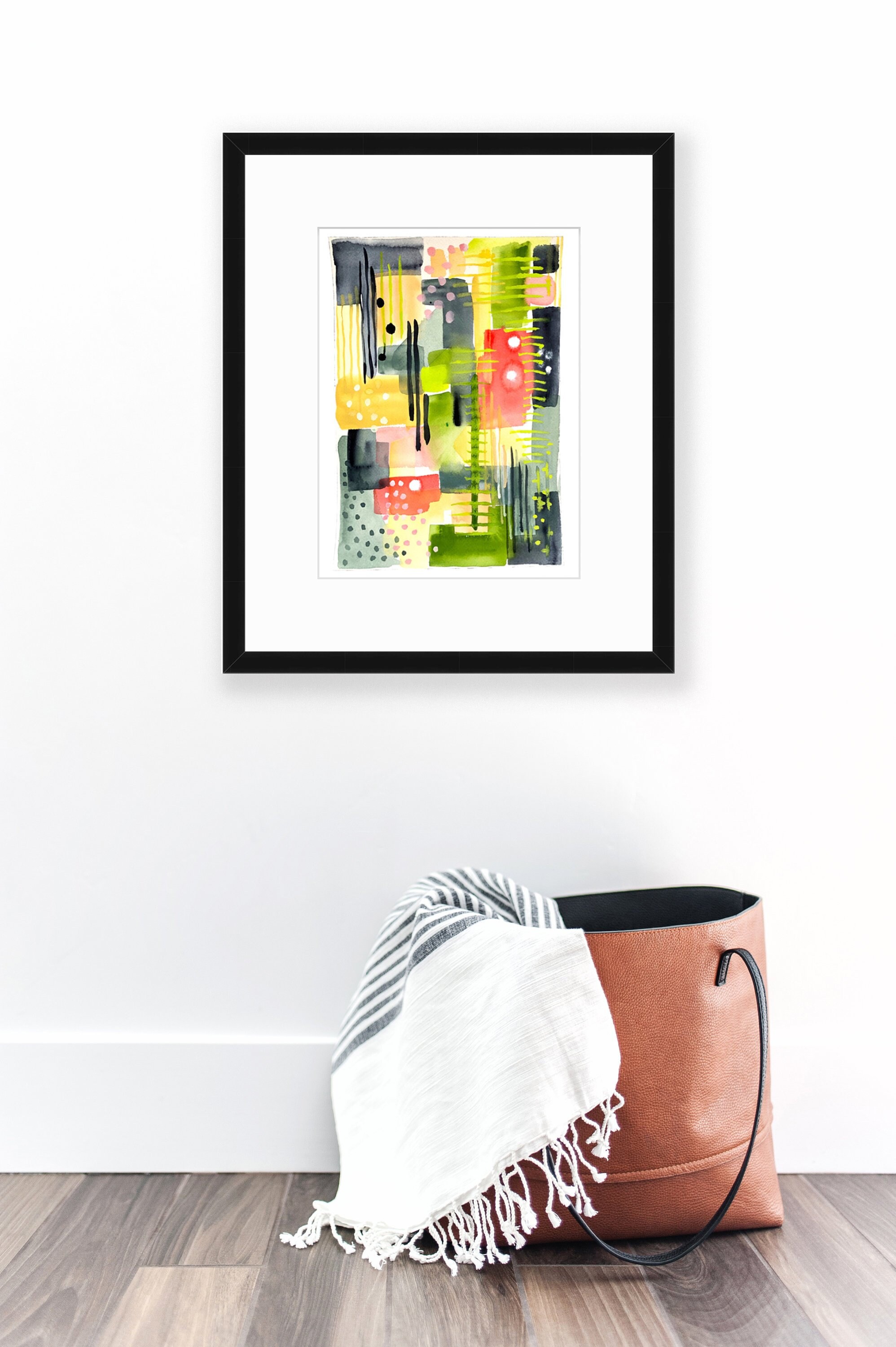 Green and Gold Abstract Art Print of Watercolor Painting-Various Sizes