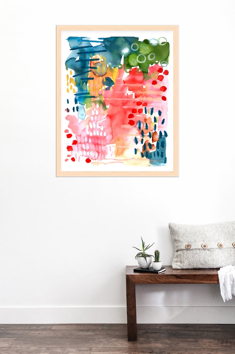 Lush Abstract Art Print of Gouache and Watercolor Painting-Wall Art-Various Sizes-Modern Art image 1