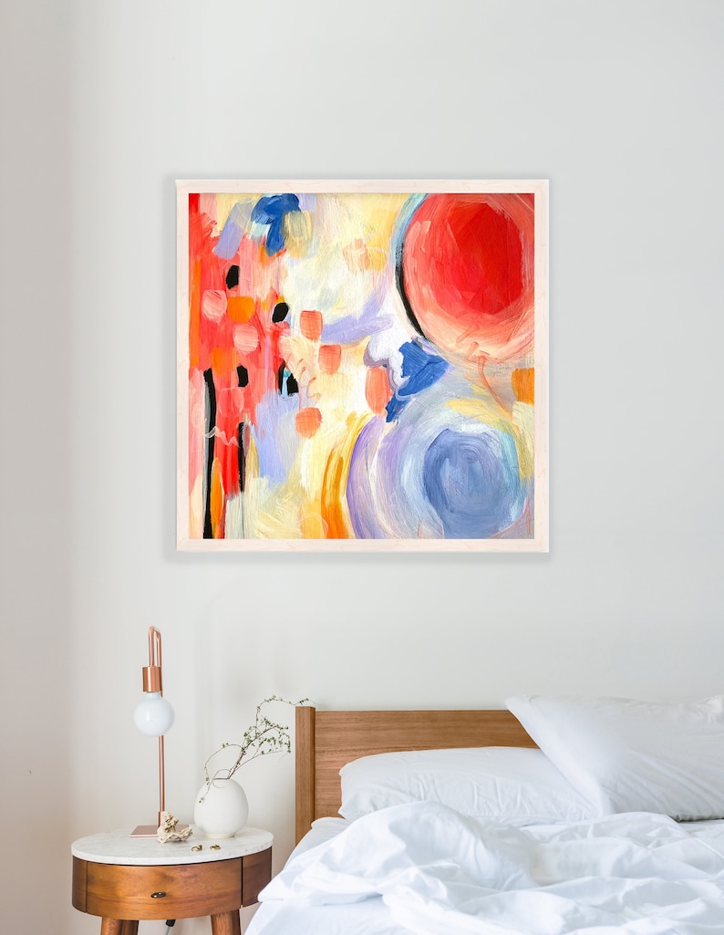 Blue and Blush Abstract Printwall Artabstract Painting Etsy