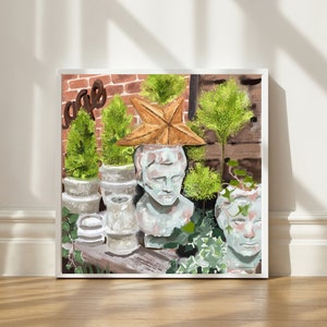 Garden Art Print- Impressionist Floral Painting of Garden-Nature Art for your Home-Potting Shed