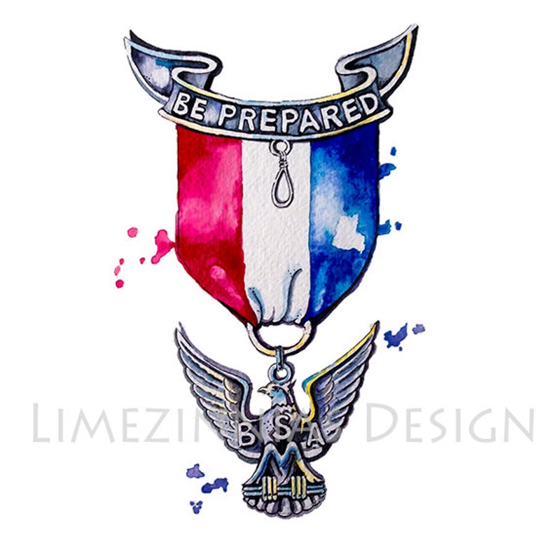 Eagle Scout Watercolor Art Print Boy Scouts Gift Watercolor Print Medal Gift Boy Scout Eagle Scout Art Eagle Scout Medal