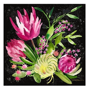 Pink Flowers Watercolor Painting Art Print Protea Flowers-Botanical Print-Wall Art Office Decor