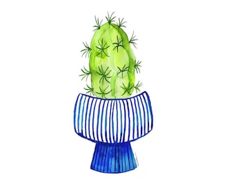 Cactus Plant Art Print of Watercolor Painting-Plant Lover-Minimal