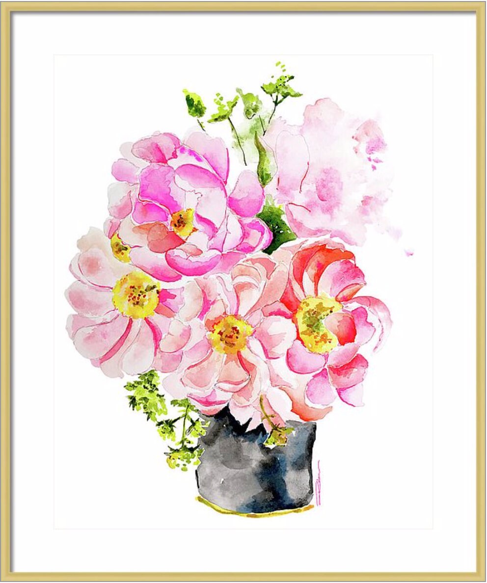 Pink Flowers Watercolor Painting Art Print Wall Print - Etsy
