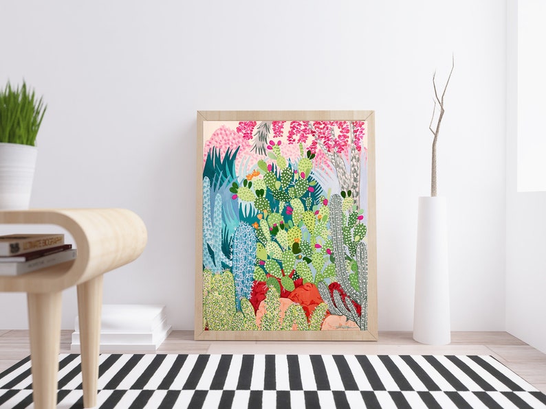 Cactus Garden Art Print-Wall Art-Cacti-Desert-Colorful-Modern-Illustration image 1