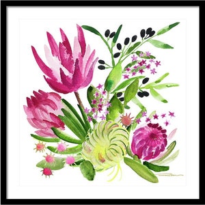 Protea Flower Watercolor Painting Botanical Watercolor Print Floral Office Decor Wall Art Watercolor Flowers Home Decor image 2