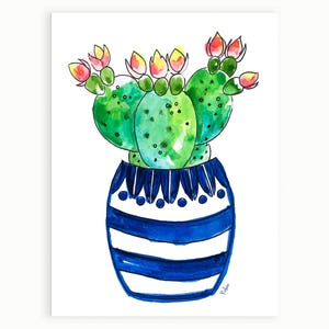 Cactus Watercolor Painting Art Print Succulent-Botanical Print-Plant-Prickly Pear