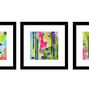 Abstract Art Prints-Set of 3 Prints-Watercolor Painting-Coastal Decor-Wall Art image 5