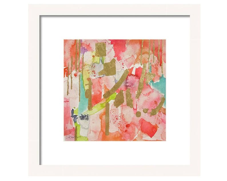 Coral Abstract Art Print of Watercolor Painting Wall Art image 3