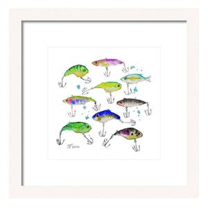 Fishing Lures Art Print of Watercolor Painting Wall Art-Illustration Print-Fishing Tackle-Coastal Decor-Gift for Him image 2