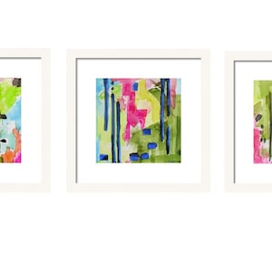 Abstract Art Prints-Set of 3 Prints-Watercolor Painting-Coastal Decor-Wall Art image 2