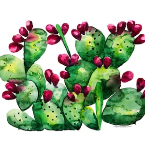 Cactus Watercolor Painting Art Print Wall Art Succulent Home Decor Wall Decor Botanical Print Prickly Pear Cactus