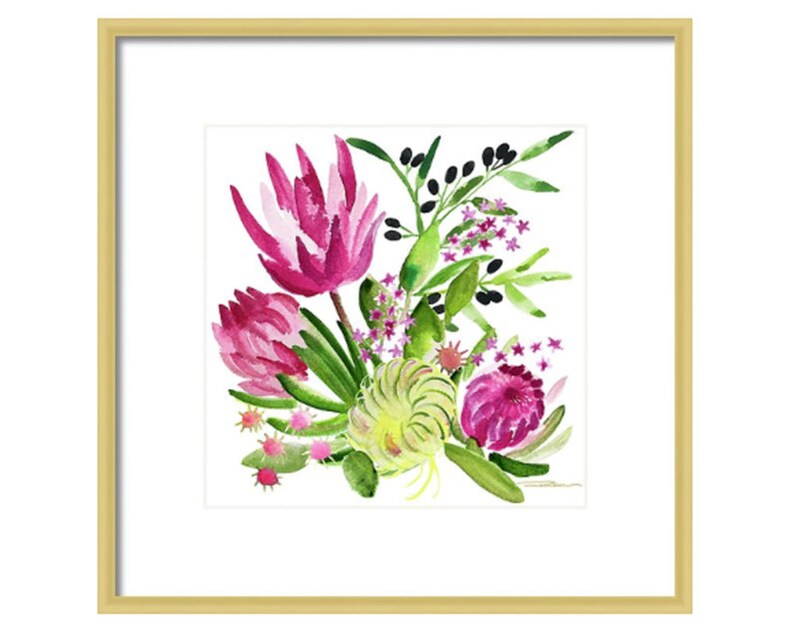 Protea Flower Watercolor Painting Botanical Watercolor Print Floral Office Decor Wall Art Watercolor Flowers Home Decor image 5