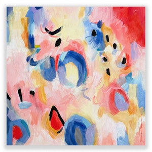 Blue and Pink Abstract Print-Abstract Painting