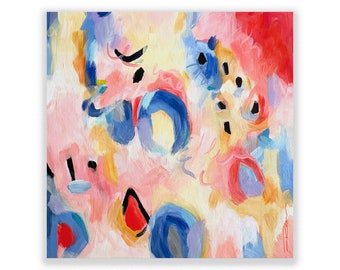 Blue and Pink Abstract Print-Abstract Painting