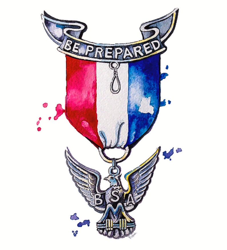 Eagle Scout Watercolor Art Print Boy Scouts Gift Watercolor Print Medal Gift Boy Scout Eagle Scout Art Eagle Scout Medal