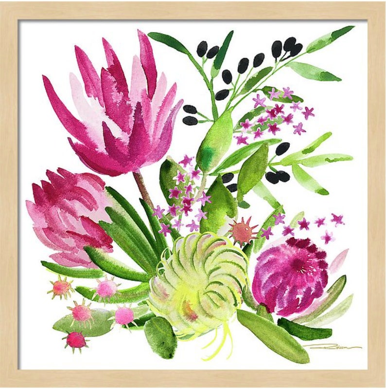Protea Flower Watercolor Painting Botanical Watercolor Print Floral Office Decor Wall Art Watercolor Flowers Home Decor image 7