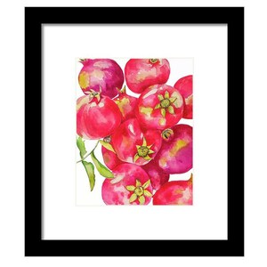 Red Pomegranates Art Print of Watercolor-Wall Art-Kitchen Decor-Fruit-Tropical image 7