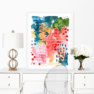 Lush Abstract Art Print of Gouache and Watercolor Painting-Wall Art-Various Sizes-Modern Art image 4