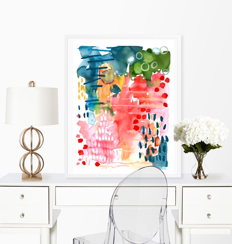 Lush Abstract Art Print of Gouache and Watercolor Painting-Wall Art-Various Sizes-Modern Art image 4