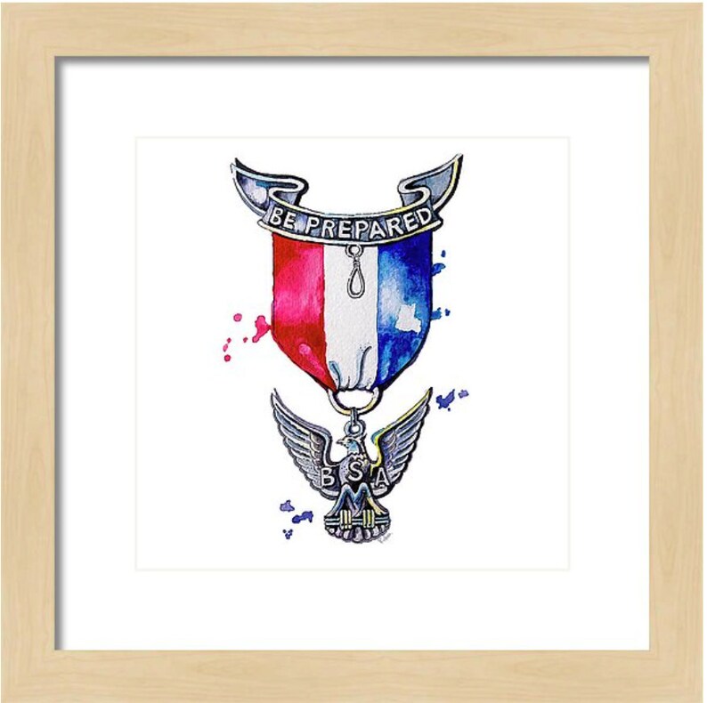 Eagle Scout Watercolor Art Print Boy Scouts Gift Watercolor Print Medal Gift Boy Scout Eagle Scout Art Eagle Scout Medal