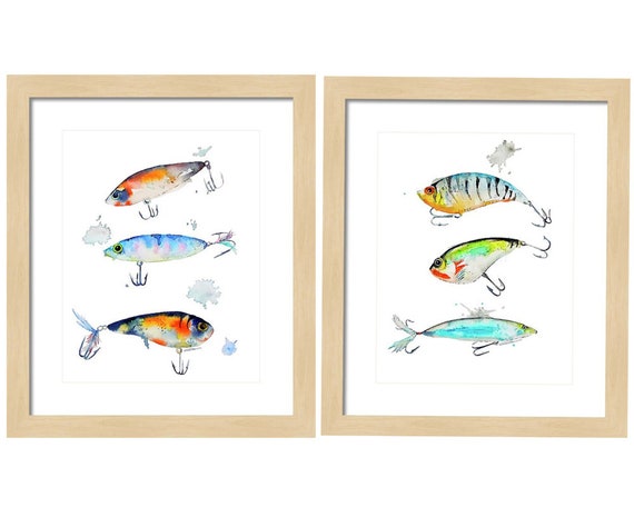 Fishing Lure Watercolor Art Print Wall Art Watercolor Painting Etsy