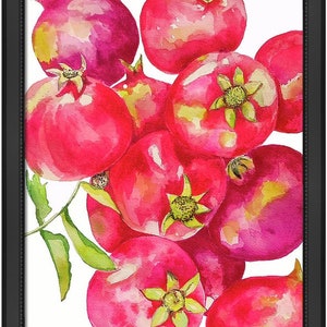 Red Pomegranates Art Print of Watercolor-Wall Art-Kitchen Decor-Fruit-Tropical image 6