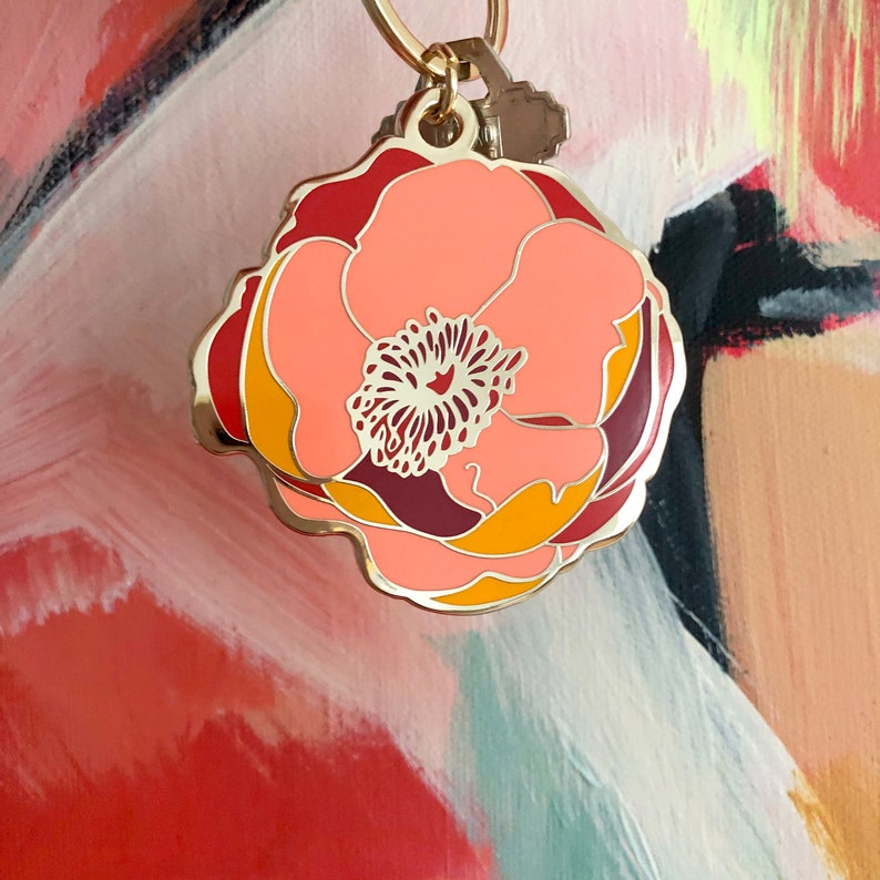 Poppy Keychain Superbloom Poppy Key Fob Key Ring image 3