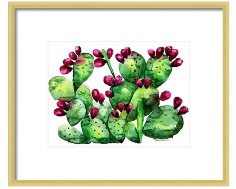 Prickly Pear Cactus Watercolor Art Print: Botanical Wall Decor - Etsy