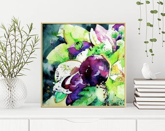 Purple Abstract Art Print of Watercolor Painting-Wall Decor-Modern-Wall Art