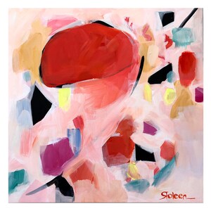 Pink Abstract Painting: &quot;Terrazzo Terra Gem&quot; Original Acrylic Art (24x24)