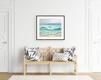 La Jolla Shores Stroll Beach Art Print-Beach Painting-Ocean-Landscape-Seascape