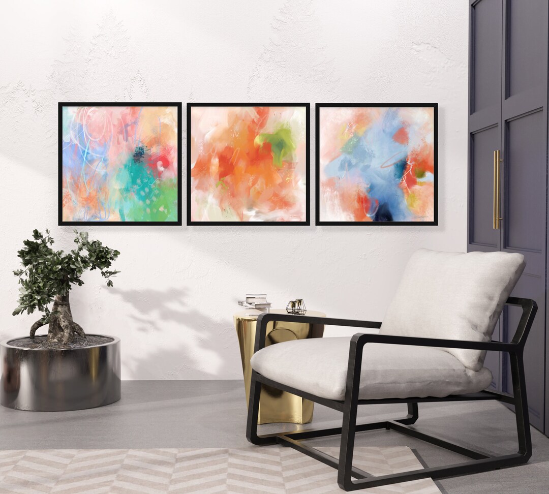 Dreamy Colorful Abstract Prints-set of 3 - Etsy