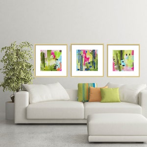 Abstract Art Prints-Set of 3 Prints-Watercolor Painting-Coastal Decor-Wall Art image 9