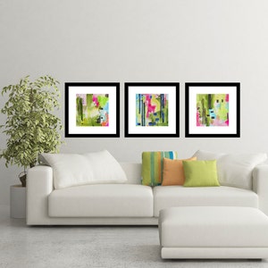 Abstract Art Prints-Set of 3 Prints-Watercolor Painting-Coastal Decor-Wall Art image 4