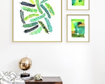 Aquarel bosvarens print: groen botanisch kinderdagverblijf
