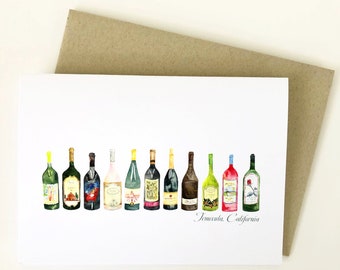 Wine Bottle Note Cards-Stationery Set-Thank you notes-Assorted Note Cards-California Wine Bottles-Blank cards