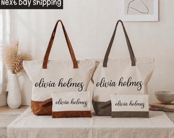 Personalized Name Canvas Tote Bag, Custom Text Gift