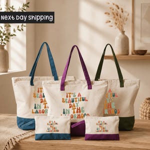 It's a Beautiful Day in the Laborhood Tote: Nurse Gift (Cotton, Zippered)