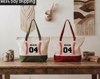 Personalized Baseball Mom Tote Bag: Custom Name Gift