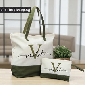 Personalized Canvas Tote Bag: Custom Name, Monogrammed Gift