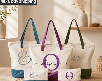 Custom Initial Canvas Tote Bag: Personalized Name Monogram