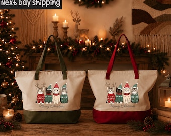 Meowy Christmas Cat Tote Bag: Funny Holiday Shopper