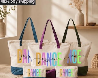 Personalized Dance Tote Bag: Cotton Canvas with Zipper Pocket